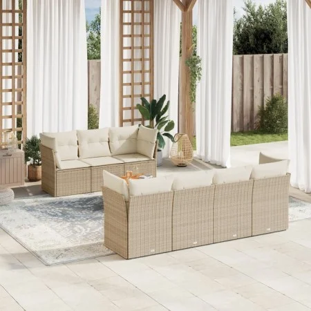 Juego de sofás de jardín con cojines beige 8 pzas ratán PE by , Garden sets - Ref: Foro24-3223503, Price: 548,59 €, Discount: %