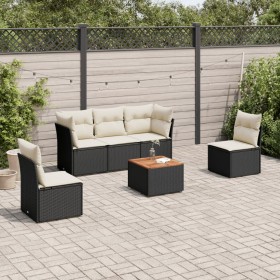 Set de sofás de jardín 6 piezas y cojines ratán sintético negro by , Garden sets - Ref: Foro24-3223543, Price: 320,12 €, Disc...