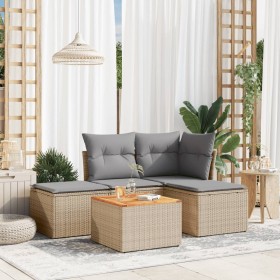 Gartensofa-Set mit 5-teiligen Kissen aus synthetischem Rattan in Beige. von , Gartensets - Ref: Foro24-3223588, Preis: 253,07...