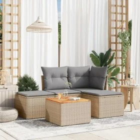 Juego de sofás jardín con cojines 5 pzas ratán sintético beige by , Garden sets - Ref: Foro24-3223588, Price: 259,75 €, Disco...