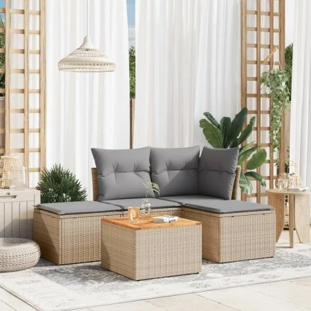 Gartensofa-Set mit 5-teiligen Kissen aus synthetischem Rattan in Beige. von , Gartensets - Ref: Foro24-3223588, Preis: 259,75...