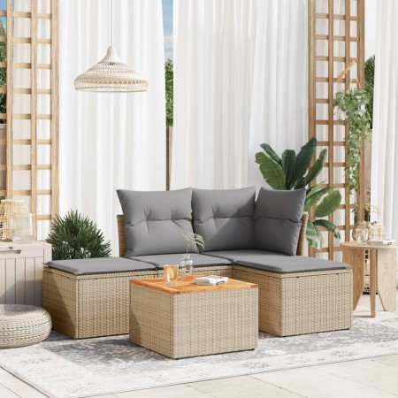 Juego de sofás jardín con cojines 5 pzas ratán sintético beige by , Garden sets - Ref: Foro24-3223588, Price: 253,07 €, Disco...