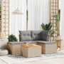 Juego de sofás jardín con cojines 5 pzas ratán sintético beige by , Garden sets - Ref: Foro24-3223588, Price: 253,07 €, Disco...