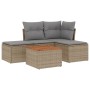 Juego de sofás jardín con cojines 5 pzas ratán sintético beige by , Garden sets - Ref: Foro24-3223588, Price: 253,07 €, Disco...
