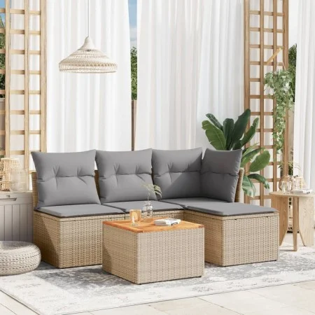 Juego de sofás jardín con cojines 5 pzas ratán sintético beige by , Garden sets - Ref: Foro24-3223595, Price: 269,64 €, Disco...