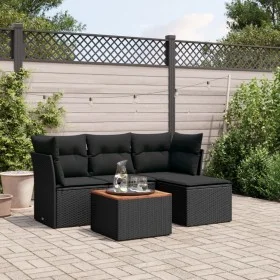 Gartenmöbel-Set, 5-teilig, mit schwarzen Polstern aus synthetischem Rattan. von , Gartensets - Ref: Foro24-3223605, Preis: 28...