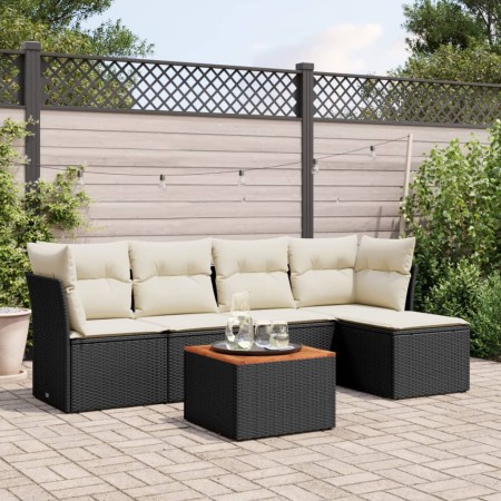 Set de sofás de jardín 6 piezas y cojines ratán sintético negro by , Garden sets - Ref: Foro24-3223613, Price: 310,04 €, Disc...