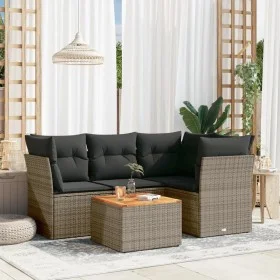 Juego de sofás jardín con cojines 5 pzas ratán sintético gris by , Garden sets - Ref: Foro24-3223624, Price: 297,87 €, Discou...