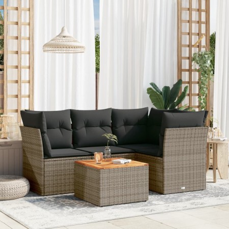 Juego de sofás jardín con cojines 5 pzas ratán sintético gris by , Garden sets - Ref: Foro24-3223624, Price: 295,47 €, Discou...