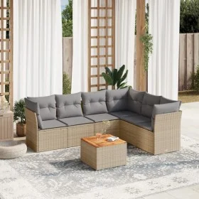 Gartensofagarnitur 7-teilig mit Kissen aus synthetischem Rattan in Beige. von , Gartensets - Ref: Foro24-3223658, Preis: 414,...