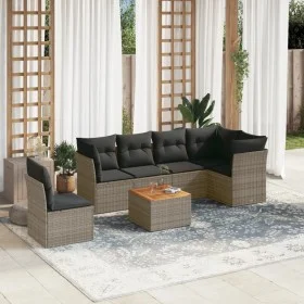 7-teiliges Gartensofa-Set mit grauen PE-Rattan-Kissen. von , Gartensets - Ref: Foro24-3223666, Preis: 399,95 €, Rabatt: %