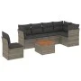 Set de sofás de jardín 7 piezas con cojines ratán PE gris by , Garden sets - Ref: Foro24-3223666, Price: 399,95 €, Discount: %
