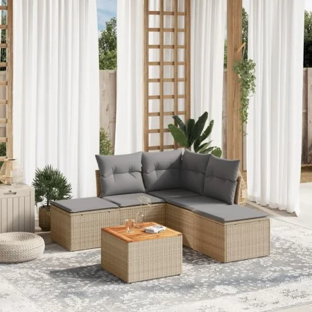 Gartensofa-Set mit 6-teiligen Kissen aus synthetischem Rattan in Beige. von , Gartensets - Ref: Foro24-3223672, Preis: 312,20...