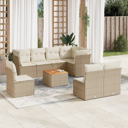 Gartensofa-Set, 9-teilig, mit Kissen, aus synthetischem Rattan in Beige. von , Gartensets - Ref: Foro24-3223685, Preis: 560,5...