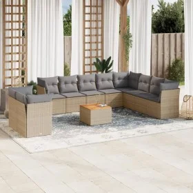 Set de sofás de jardín 11pzas con cojines ratán sintético beige by , Garden sets - Ref: Foro24-3223721, Price: 659,89 €, Disc...