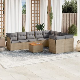 Gartensofa-Set mit 10-teiligen beigen Kissen aus synthetischem Rattan. von , Gartensets - Ref: Foro24-3223819, Preis: 570,87 ...