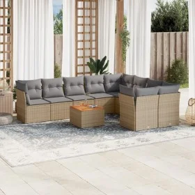 Gartensofa-Set mit 10-teiligen beigen Kissen aus synthetischem Rattan. von , Gartensets - Ref: Foro24-3223819, Preis: 579,41 ...