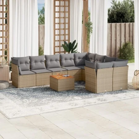 Gartensofa-Set mit 10-teiligen beigen Kissen aus synthetischem Rattan. von , Gartensets - Ref: Foro24-3223819, Preis: 579,41 ...