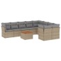 Gartensofa-Set mit 10-teiligen beigen Kissen aus synthetischem Rattan. von , Gartensets - Ref: Foro24-3223819, Preis: 570,52 ...