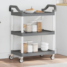 Carrito de 3 niveles aluminio gris 81x41x92 cm by , Kitchen and dining carts - Ref: Foro24-30321, Price: 68,22 €, Discount: %