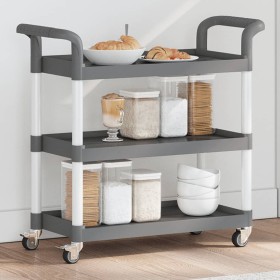 Carrito de 3 niveles aluminio gris 77x34x72 cm by , Kitchen and dining carts - Ref: Foro24-30323, Price: 52,05 €, Discount: %