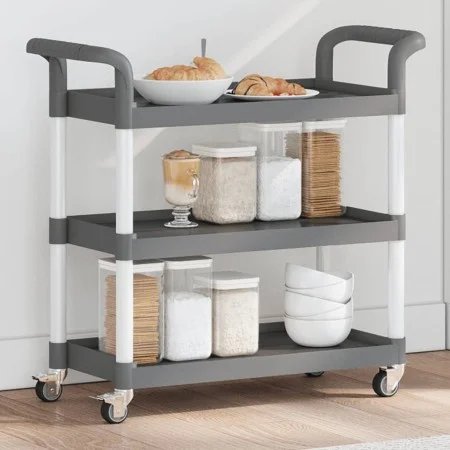 Carrito de 3 niveles aluminio gris 77x34x72 cm de , Carros de cocina y comedor - Ref: Foro24-30323, Precio: 51,43 €, Descuent...