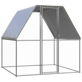 Gallinero de acero galvanizado plateado y gris 2x2x2 m by , Cages and habitats for small animals - Ref: Foro24-155886, Price:...