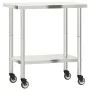 Küchenarbeitstisch mit Edelstahlrädern 82,5x55x85 cm von , Wiederherstellung - Ref: Foro24-376463, Preis: 135,87 €, Rabatt: %