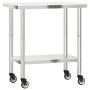Mesa de trabajo de cocina con ruedas acero inox 82,5x55x85 cm