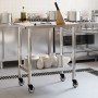 Mesa de trabajo de cocina con ruedas acero inox 82,5x55x85 cm