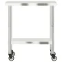 Mesa de trabajo de cocina con ruedas acero inox 82,5x55x85 cm de , Restauración - Ref: Foro24-376463, Precio: 135,74 €, Descu...