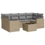 Set of 7-piece garden sofas and beige synthetic rattan cushions by , Garden sets - Ref: Foro24-3218709, Price: 430,69 €, Disc...