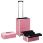 Maletín trolley de maquillaje de aluminio rosa