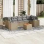 Garden sofa set with beige cushions, 8 pieces, PE rattan. by , Garden sets - Ref: Foro24-3225359, Price: 542,94 €, Discount: %