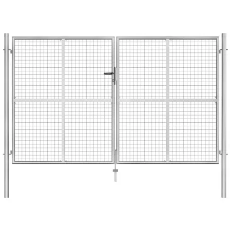 Silver galvanized steel garden gate 306x200 cm by vidaXL, garden gates - Ref: Foro24-144764, Price: 426,49 €, Discount: %