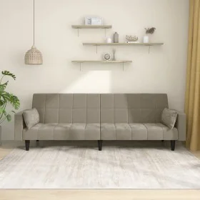 Two-seater sofa bed with two light gray velvet pillows by , Sofas - Ref: Foro24-375847, Price: 280,47 €, Discount: %