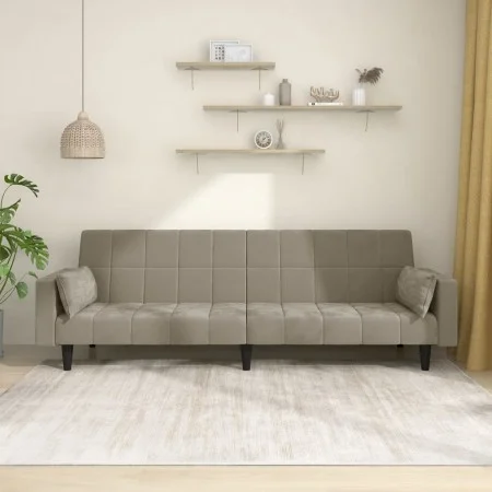 2-Sitzer-Schlafsofa mit zwei hellgrauen Samtkissen von , Sofas - Ref: Foro24-375847, Preis: 280,47 €, Rabatt: %