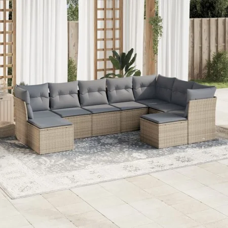 Set mit 9 Gartensofas mit beigen Kissen aus synthetischem Rattan von , Gartensets - Ref: Foro24-3218569, Preis: 512,33 €, Rab...