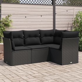 4-piece garden sofa set with black synthetic rattan cushions by , Garden sets - Ref: Foro24-3217575, Price: 278,47 €, Discoun...