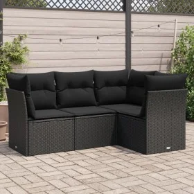 4-teilige Gartensofagarnitur mit schwarzen synthetischen Rattankissen von , Gartensets - Ref: Foro24-3217575, Preis: 288,57 €...