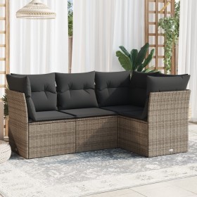 Set mit 4 Gartensofas und Kissen synthetisches Rattangrau von , Gartensets - Ref: Foro24-3217580, Preis: 255,92 €, Rabatt: %