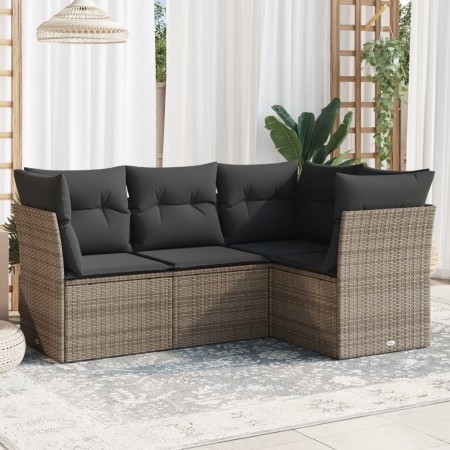 Set mit 4 Gartensofas und Kissen synthetisches Rattangrau von , Gartensets - Ref: Foro24-3217580, Preis: 255,92 €, Rabatt: %