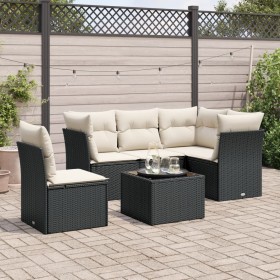 Set aus 6-teiligen Gartensofas und Kissen Kunstrattan schwarz von , Gartensets - Ref: Foro24-3217646, Preis: 349,40 €, Rabatt: %
