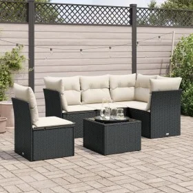 Set aus 6-teiligen Gartensofas und Kissen Kunstrattan schwarz von , Gartensets - Ref: Foro24-3217646, Preis: 370,73 €, Rabatt: %