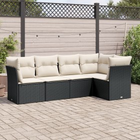 Set de muebles de jardín 5 pzas y cojines ratán sintético negro de , Conjuntos de jardín - Ref: Foro24-3217596, Precio: 306,6...
