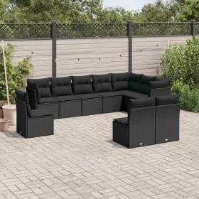 Set de sofás de jardín 10 pzas cojines ratán sintético negro by , Garden sets - Ref: Foro24-3249634, Price: 621,40 €, Discoun...