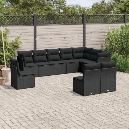 Set de sofás de jardín 10 pzas cojines ratán sintético negro by , Garden sets - Ref: Foro24-3249634, Price: 624,11 €, Discoun...
