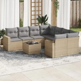 Gartensofa-Set, 9-teilig, mit Kissen, aus synthetischem Rattan in Beige. von , Gartensets - Ref: Foro24-3218749, Preis: 548,3...
