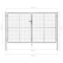 Silver galvanized steel garden gate 306x200 cm by vidaXL, garden gates - Ref: Foro24-144764, Price: 426,49 €, Discount: %