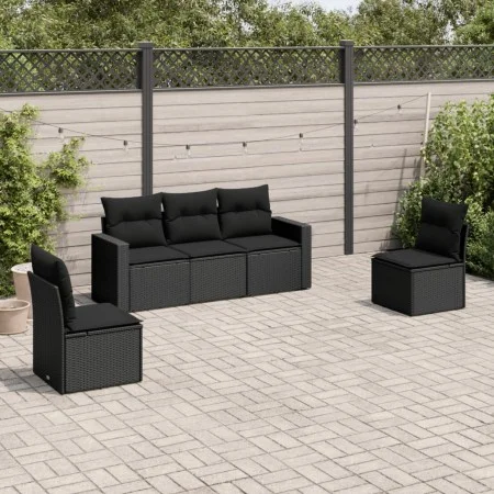 5-piece garden furniture set with black synthetic rattan cushions by , Garden sets - Ref: Foro24-3218775, Price: 314,61 €, Di...